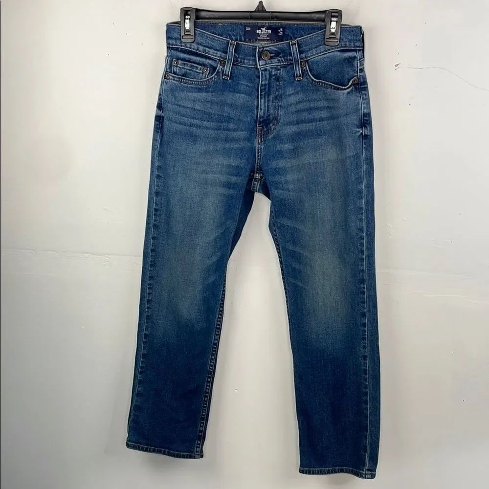 Hollister Epic Flex Medium Stone Wash Denim Straight Leg Jeans Sz 26W 28L Men’s